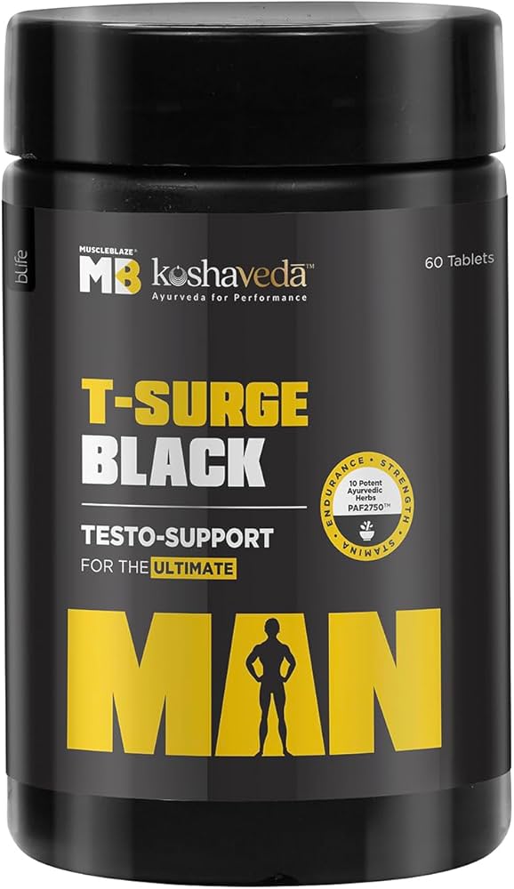 Muscleblaze T-Surge Black, Testosterone Booster for Men 60 Tablets gallery image