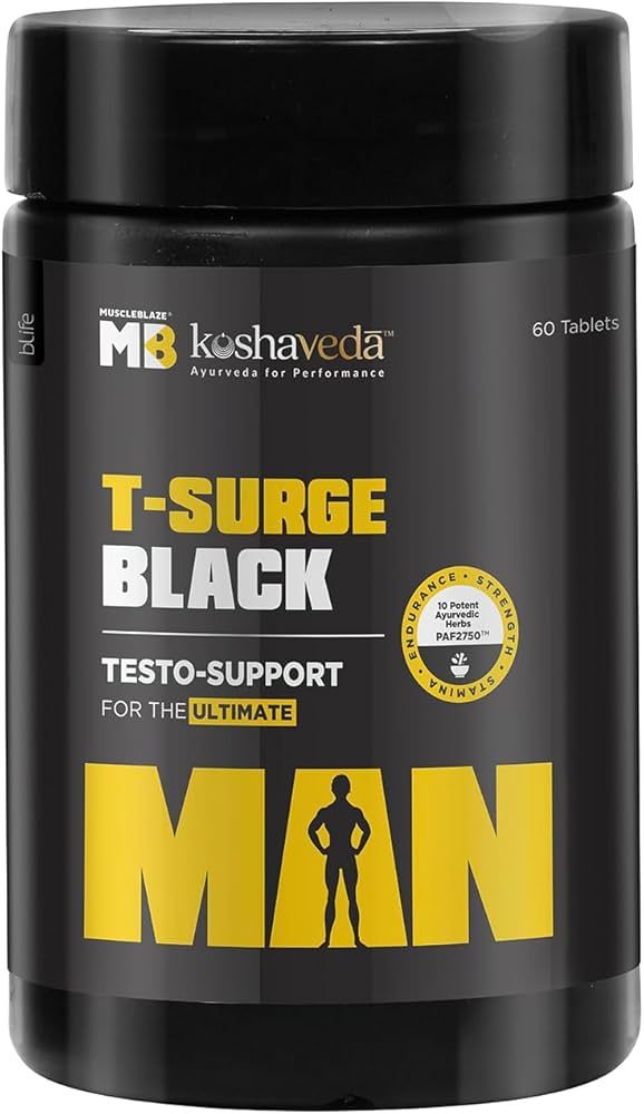 Muscleblaze T-Surge Black, Testosterone Booster for Men 60 Tablets