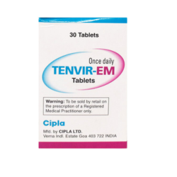 Tenvir EM (Emtricitabine and Tenofovir Disoproxil Fumarate) 200/300mg 30 Tablets
