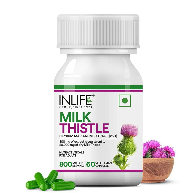Inlife Milk Thistle Supplement | 800mg Per Serving | 60 Veg. Capsules gallery image